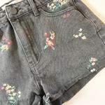Banjara Floral Embroidered Denim Shorts Distressed Hem Black Wash Size 3/26 Boho Photo 2