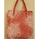 Diane Von Furstenberg  Tote Bag Leather Accents Orange Starburst Canvas Purse Photo 7