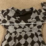 INC  100% Silk Brown Flare Sleeves Flowy Geometric Print Top V Neck Blouse sz 4 Photo 8