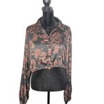 Just Polly Oriental Asian Dragon Crop Top Size XL‎ Floral Black Long Sleeve Photo 4