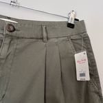 Lucky Brand NEW Pleated Front Rumpled Wide Leg Cotton Chino Shorts Olive Photo 2