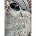 shirt dress jersey knit monochromatic tan brown cream leaf print swing skirt Size 12 Photo 4