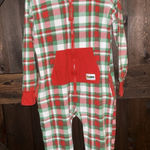 Tipsy Elves  One Piece Zip Up Unisex S Hooded Christmas jump suit Plaid Red Green Photo 0