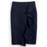 J.Crew Womens size 12 Ruffle Pencil Skirt in 365 Crepe Black Lined h6113 Photo 1