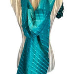Coldwater Creek Striped Teal Green Blue Long Scarf Women 87.5x18.5 Photo 0