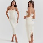 House Of CB  'Nalita' Vintage Cream Embellished Strapless Midi Dress NWOT size L Photo 11