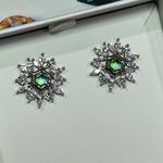 Bomb Party Earrings Womens Lime Ombre Crystal Rhodium Floral Stud Sparkle NEW Green Photo 2