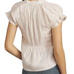 Anthropologie PILCRO  The Tatum Flutter Sleeve Henley Blouse White Poplin NWT Photo 1