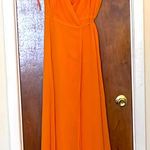 New York And Company Eva Mendes Orange Sleeveless V-Neck Maxi Dress Photo 0