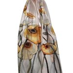 100% Silk Long Scarf cream with big yellow/mustard color flowers 23.5 x 65.5 in. Yellow Photo 0