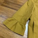 Loft  Petite Textured Open Front Cropped Jacket Bell‎ Sleeve Mustard Yellow XSP Photo 2