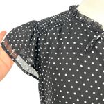 CeCe Black White Polka Dot Blouse Flutter Sleeve Size Medium Photo 2