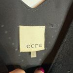 Ecru  black genuine leather lasercut mixed media blouse Photo 2