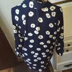 CAbi  5705 white poppies navy flowy button down XXS oversized shirt Photo 2