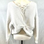Pink republic White lace up twist back sweater size large Photo 3
