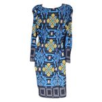 Olian Blue, Yellow, Gray, & Black Maternity Dress (MM) Blue Size undefined Photo 2