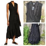 Nicole Miller Dress Black Lace Linen Blend Sleeveless Maxi S Photo 1