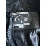 VTG Western Cowgirl Black Leather Stamped Trench Coat Duster Jacket M(b49) Size L Photo 5