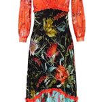 FUZZI Floral Patchwork Midi Dress in Multi, Size XS Photo 0