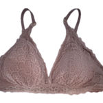 Aerie  Lace Strappy Padded Plunge‎ Bralette Brown/Pink Size L Adjustable Hooks Photo 0