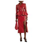 Madonna & Co Luxe Zip Detail Leather Peplum Biker Moto Jacket in "Welsh Red" NWT Red Size L Photo 1