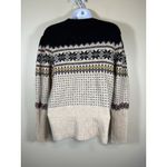 J.Crew Fair Isle Merino Alpaca Blend Sweater Women's L Nordic Knit Black Cream Size L Photo 3