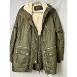 Guess Olive Sherpa Lined Hooded Parka Jacket Gold Zip Detail Size XL Green Photo 14
