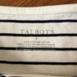 Talbots  Christmas Embroidered Holly Boat Neck Striped Long Sleeve Tee Size Small Photo 6