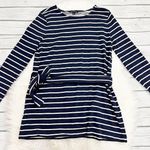 J.Crew  Navy and white striped tunic sweater Photo 0