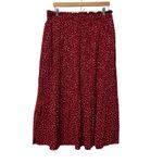 Exlura Midi Skirt High Waist Swing Pleated Red Polka Dot Women Sz 2XL Retro Photo 1