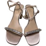 Jewel Badgley Mischka Size 7 Pink Champagne Satin Charlee Block Heeled Sandals Photo 5