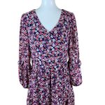 Leslie Fay  Floral Ruffle Hem Dress 8 Long Sleeve Boho Spring Garden Party Photo 1