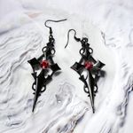 Retro Style Gothic Black Cross Earrings Funky Vintage Style Faux Fashion Jewelr Photo 1