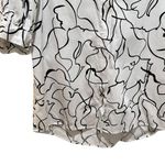 Elie Tahari Graphic Puff Sleeve Button Up Short Sleeve Top White Size Small Photo 3