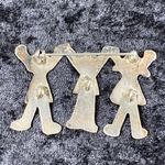 Vintage EFS Sterling Sliver 3 Children Holding Hands Brooch Dangle Legs Teacher Photo 3
