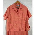 Vintage Dress Set 22W Coral Linen Blend Embroidered Tank Button Up Jacket Orange Photo 1