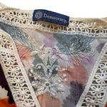 Democracy  3/4 Sleeve V-Notch Neck Scallop Edge Boho Top, Sz Petite M Photo 13