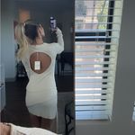 ASOS Cream Long Sleeve Knit Dress Photo 2