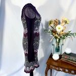 Free People  Chevron Crochet Knit Long Sleeve Mini Dress Boho Festival Sz M💛 Photo 5