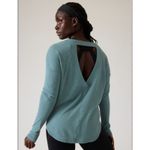 Athleta Presence Sweatshirt Teal Green Ribbed Longsleeve Backless Extra Small Photo 1