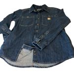 Carhartt Womens Relaxed Fit Denim Button-Down Shirt M Cotton Blue pocket outdoor Photo 10