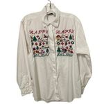 Erika & Company Vintage White Cotton Holiday Embroidered Shirt Womens Size Large Photo 0