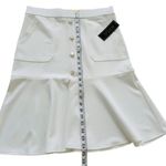 NYCC Ivory Pockets Enamel Buttons Flounce Hem Trumpet Skirt Size Medium NEW White Photo 8