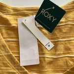 Roxy  Uncomplicated Mind Button Front Stripe Tee Ochre Beachy Yarn, Small, NWT Photo 4
