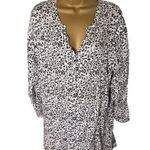 Masai Tunic Dress Floral Long Sleeve Semi Sheer Black White L Size L Photo 0