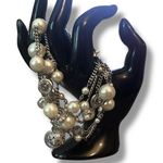 Henri Bendel silver tone multi strand pearls & crystals bracelet Photo 2