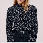 ZARA  NWT textured black & white long sleeve blouse Photo 2