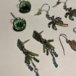 Lot Of 5 Costume Earrings Pierced Dangle Green / Yellow Photo 4