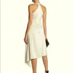 Halston Heritage Evening Collection Halter Satin Cream Dress Size 0 Photo 3
