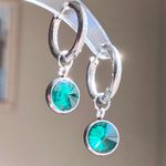 Handmade stainless steel green simple minimalist hoop earrings💚 Photo 0